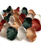 Load image into Gallery viewer, Emerald, Rust, Old Gold, Ivory, Champagne mix of flower petals, Rustic Wedding Decor, Wedding Aisle Decor