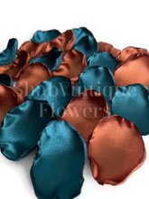 Load image into Gallery viewer, Teal and Copper mix of 100 flower petals