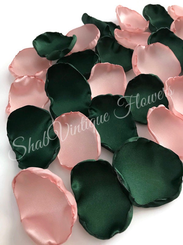Wedding decorations, Emerald green and blush flower petals, flower girl petals, Bridal Shower Decor
