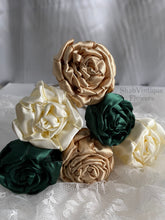 Load image into Gallery viewer, Emerald, Gold, and Ivory Flowers, Reception Table Decor, Flower Centerpieces