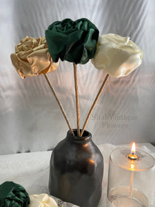 Emerald, Gold, and Ivory Flowers, Reception Table Decor, Flower Centerpieces