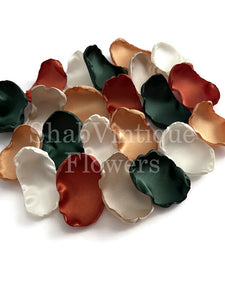 Emerald, Rust, Old Gold, Ivory, Champagne mix of flower petals, Rustic Wedding Decor, Wedding Aisle Decor