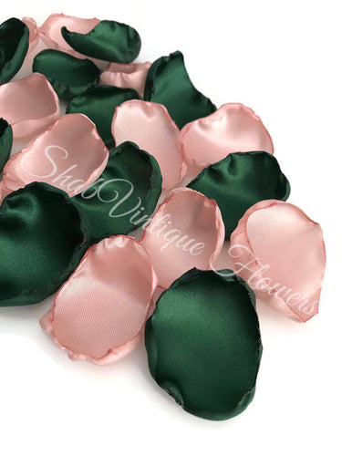 Wedding decorations, Emerald green and blush flower petals, flower girl petals, Bridal Shower Decor