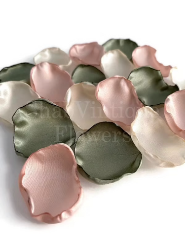Sage, Blush, Ivory mix of 100 flower petals