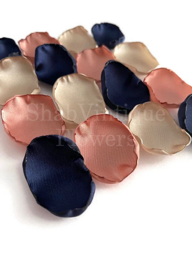 Wedding Decorations, Navy Blue, Rose Gold, Champagne mix of flower petals, rose gold wedding centerpieces, flower girl petals