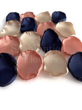 Load image into Gallery viewer, Wedding Decorations, Navy Blue, Rose Gold, Champagne mix of flower petals, rose gold wedding centerpieces, flower girl petals