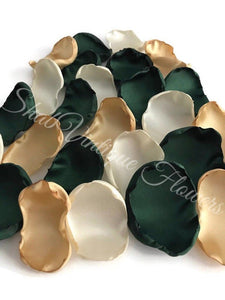 Emerald, Gold, Ivory Flower Petals