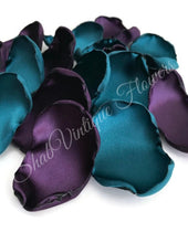Load image into Gallery viewer, Dark Teal &amp; Purple Flower Petals, flower girl petals, baby shower, bridal shower, birthday party, wedding aisle, cake table, wedding decor