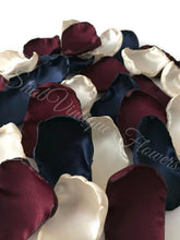 Load image into Gallery viewer, Burgundy, ivory, &amp; navy blue flower petals, flower girl petals, wedding aisle decor