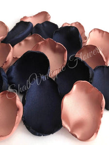 Navy Blue and Rose Gold flower petals, Country Barn Wedding Decor, Wedding Aisle Decor