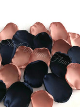 Load image into Gallery viewer, Navy Blue and Rose Gold flower petals, Country Barn Wedding Decor, Wedding Aisle Decor