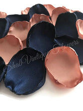 Load image into Gallery viewer, Navy Blue and Rose Gold flower petals, Country Barn Wedding Decor, Wedding Aisle Decor