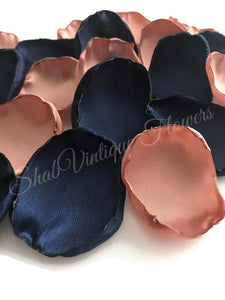 Navy Blue and Rose Gold flower petals, Country Barn Wedding Decor, Wedding Aisle Decor