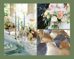 Dusty Blue, Ivory, Gold, and Copper flower petals, Rustic Wedding Decor, Vow Renewal Decor, Birthday Party Decor