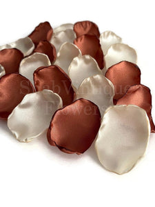 Terracotta and Ivory mix of 100 Flower Petals, Flower Girl Petals, Boho Wedding Decor, Fall Wedding Decor