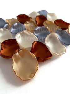 Dusty Blue, Ivory, Gold, and Copper flower petals, Rustic Wedding Decor, Vow Renewal Decor, Birthday Party Decor