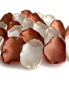 Terracotta and Ivory mix of 100 Flower Petals, Flower Girl Petals, Boho Wedding Decor, Fall Wedding Decor