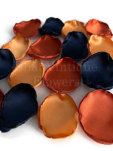 Load image into Gallery viewer, Reception Table Decor, Navy Blue, Rust, Marigold mix of flower petals, Wedding Aisle Decor, Flower Girl Petals
