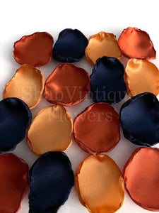 Reception Table Decor, Navy Blue, Rust, Marigold mix of flower petals, Wedding Aisle Decor, Flower Girl Petals