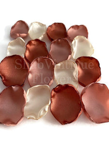 Wedding Decor, Terracotta Flower Petals, Terracotta, Rose Gold, and Ivory mix of 100 Flower Petals, Flower Girl Petals, Fall Wedding Aisle Decor