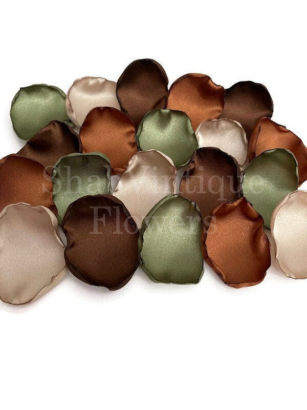 Copper, Bronze Brown, Champagne, Moss Flower Petals, Country Barn Wedding Decor, Wedding Aisle Decor