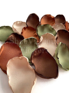 Copper, Bronze Brown, Champagne, Moss Flower Petals, Country Barn Wedding Decor, Wedding Aisle Decor