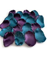 Load image into Gallery viewer, Dark Teal &amp; Purple Flower Petals, flower girl petals, baby shower, bridal shower, birthday party, wedding aisle, cake table, wedding decor