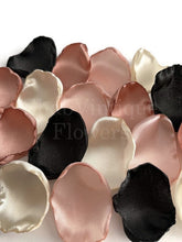Load image into Gallery viewer, Blush pink, rose gold, black and ivory flower petals, Flower Girl Petals, Winter Wedding, Wedding Table Decor