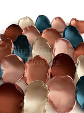 Load image into Gallery viewer, Rustic Wedding Aisle Decorations, Teal, Terracotta, Sienna, Champagne, and Rose Gold Flower Petals, flower girl petals, hen party decor