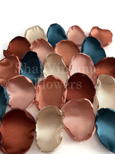 Load image into Gallery viewer, Rustic Wedding Aisle Decorations, Teal, Terracotta, Sienna, Champagne, and Rose Gold Flower Petals, flower girl petals, hen party decor