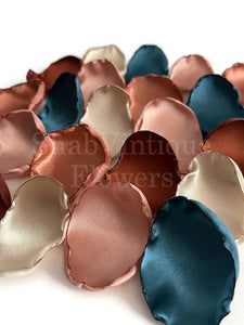 Rustic Wedding Aisle Decorations, Teal, Terracotta, Sienna, Champagne, and Rose Gold Flower Petals, flower girl petals, hen party decor