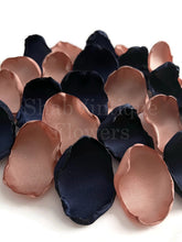 Load image into Gallery viewer, Navy Blue and Rose Gold flower petals, Country Barn Wedding Decor, Wedding Aisle Decor