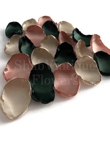 Emerald green Rose Gold and Champagne mix of flower petals, flower girl petals, Wedding Aisle Decor, Wedding Decorations