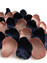 Load image into Gallery viewer, Navy Blue and Rose Gold flower petals, Country Barn Wedding Decor, Wedding Aisle Decor