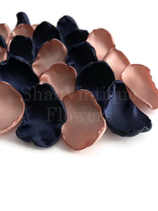 Navy Blue and Rose Gold flower petals, Country Barn Wedding Decor, Wedding Aisle Decor