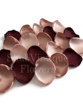 Load image into Gallery viewer, Burgundy, blush pink, rose gold mix of flower petals, rose petals, Burgundy table decor, flower girl petals, wedding, baby shower decor