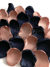 Load image into Gallery viewer, Navy Blue and Rose Gold flower petals, Country Barn Wedding Decor, Wedding Aisle Decor