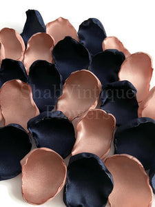 Navy Blue and Rose Gold flower petals, Country Barn Wedding Decor, Wedding Aisle Decor