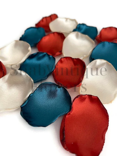 Teal, Rust, Ivory mix of 100 flower petals